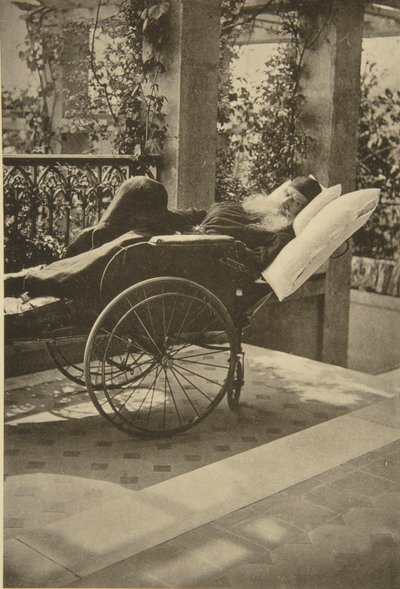 Venäläinen kirjailija Leo Tolstoi toipumassa Gasprassa, Krimillä, Venäjällä, 1902. tekijältä Sophia Andreevna Tolstaya