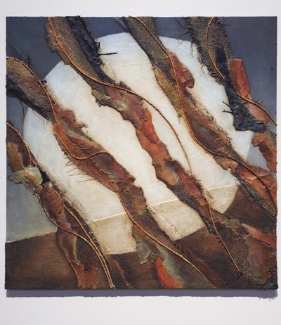 Paimenet, 2007 (paneeli, hessi, köysi, nahka, paperi, pigmentti) tekijältä Sophie Hacker