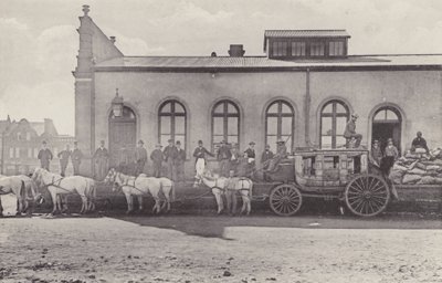 Historialliset näkymät, viimeinen valmentaja englantilaisella postilla ja vanha postitoimisto (m/v kuva) tekijältä South African Photographer