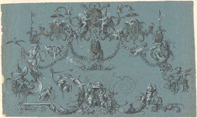 Arabeskeja leikkivän puttin, eläinten ja jestereiden kanssa tekijältä South German 18th Century