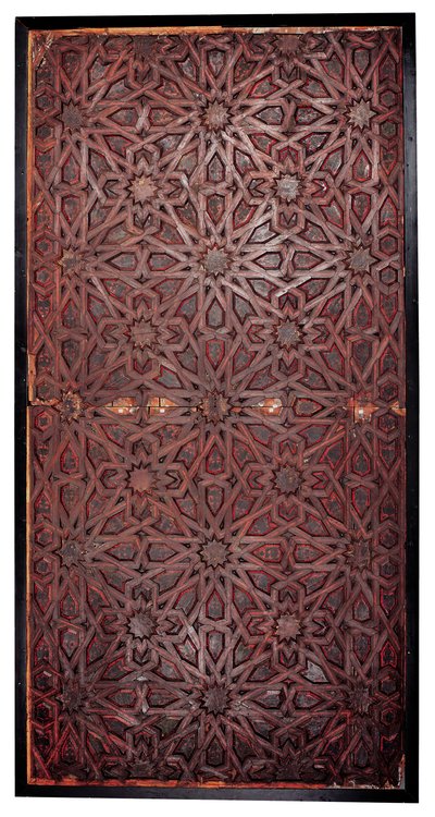 Mudejar geometrinen katto, Etelä-Espanja, luultavasti Sevilla (maalattu puu) tekijältä Spanish School