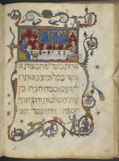 Lisää MS 14761 f.20v The Passover Meal, Pohjois-Espanja, Barcelonan Haggadahista tekijältä Spanish School