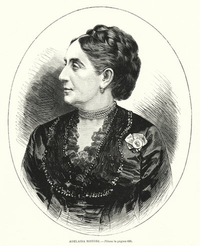 Adelaide Ristori, italialainen näyttelijä (litho) tekijältä Spanish School