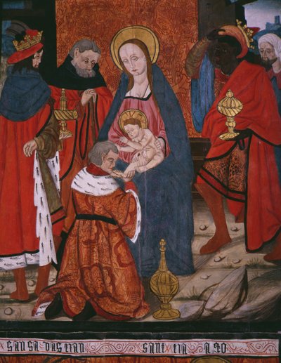 Maagien palvonta, paneeli San Andres of Torturan kirkosta, 1400-luvun loppu - 1500-luvun alku (maalattu puu) tekijältä Spanish School