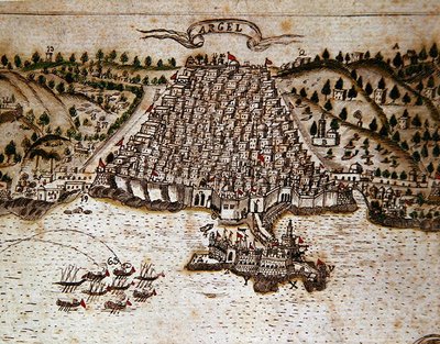 Alger (tussi ja akvarelli paperille) (yksityiskohta kuvasta 268751) tekijältä Spanish School