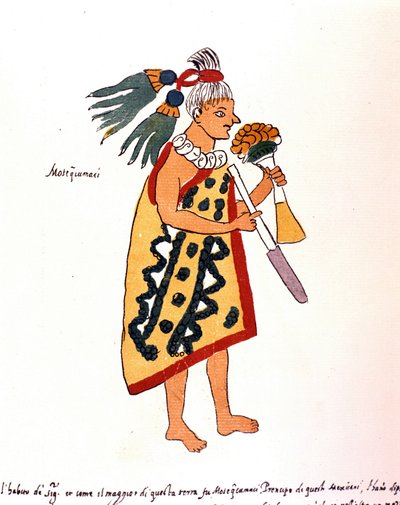 Atsteekkien pappi Codex Vaticanus 3738:ssa (Codex Vat. Rios). Faksimile dominikaanisen Pedro de los Riosin käsikirjoituksesta vuosina 1570–1589, Bibl. Vatikaani. tekijältä Spanish School
