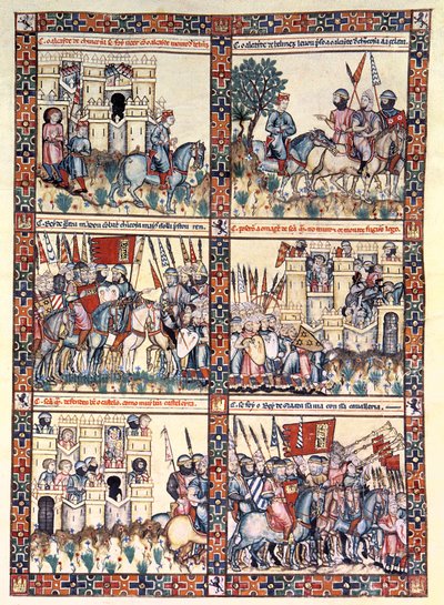 Cantiga 187, yksi 420 musiikkiteoksesta, jotka kertovat Neitsyen ihmeistä, kirjoitettu galiciaksi Alfonso X:lle "Viisalle" (1221-84) (vellum) tekijältä Spanish School