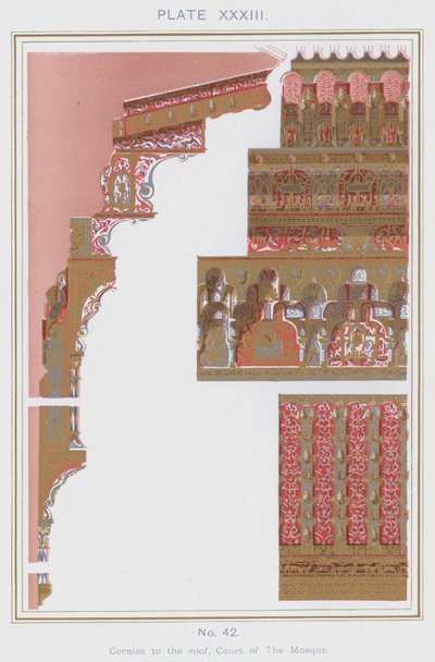 Reunalista katolle, Moskeijan tuomioistuin (väri litho) tekijältä Spanish School
