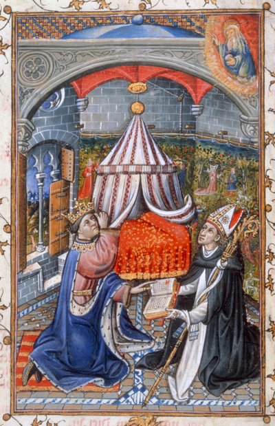 Hartauksia aamulle ja illalle, Aragonian Alfonso V:n rukouskirjasta, 1442 (tempera vellum) tekijältä Spanish School