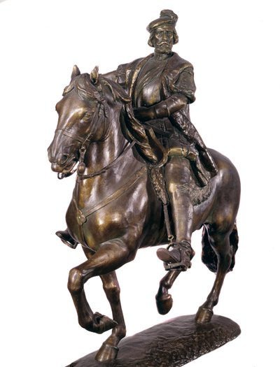 Hernan Cortesin (tai Cortezin) (1485-1547), espanjalaisen valloittajan ratsastusmuotokuva. Nimetön pronssiveistos 1500-luvulta. Armee-museo, Madrid tekijältä Spanish School