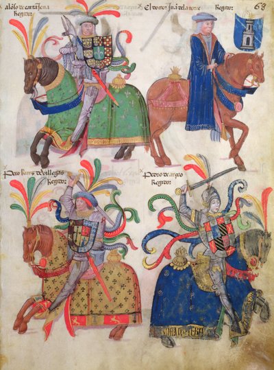 Neljä cavalieria Libro de Los Caballeros de la Cofradia de Santiagosta tekijältä Spanish School