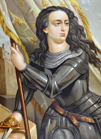 JOAN OF ARC, pyhä (1412-1431). Ranskalainen sankaritar satavuotisen sodan aikana. Juan Landa Seixin kuvitus kuuluisista miehistä ja naisista tekijältä Spanish School