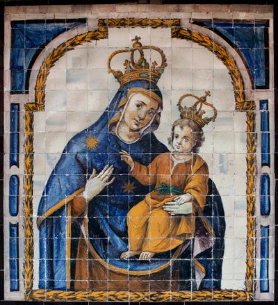 Kansan neitsyt - Azulejos (fajansi) noin 1670, anonyymi sevillalainen, Sevillan (Espanja) kansanluostarista - Sevillan taidemuseo, Espanja tekijältä Spanish School