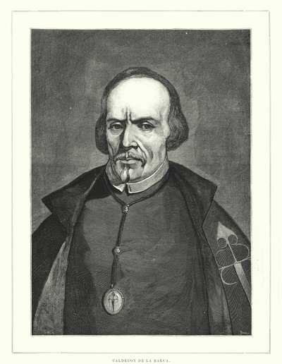 Pedro Calderon de la Barca, espanjalainen sotilas, pappi ja kirjailija (litho) tekijältä Spanish School