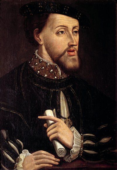 Kaarle V:n (1500-1558) muotokuva Saksan keisarista Espanjalaisen koulukunnan maalaus. 16. vuosisata tekijältä Spanish School