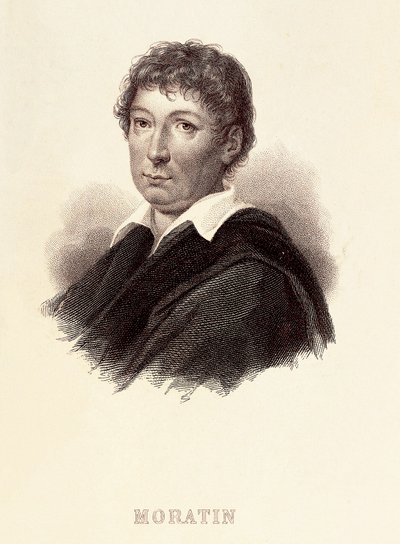 Leandro Fernandez de Moratinin (1760-1828), espanjalaisen kirjailijan muotokuva. Kaiverrus 1800-luvulta. Madridin romanttinen museo. tekijältä Spanish School