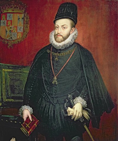 Muotokuva Philip II:sta (1527-1598), Espanjan kuningas (o/c) tekijältä Spanish School