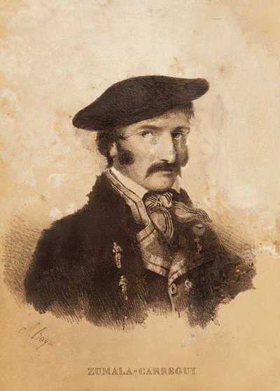 Muotokuva Tomas ZumalaCarreguista (1788-1835), hahmo Espanjan kampanjasta tai vapaussodasta ja ensimmäisestä karlistisista sodista (kaiverrus) tekijältä Spanish School