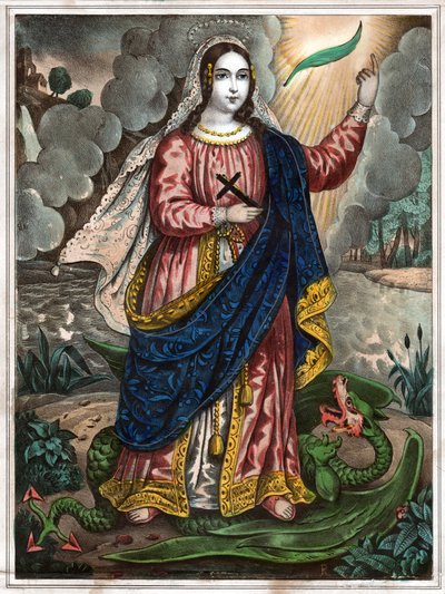 Pyhä Margareta Antiokilainen. (kaiverrus, n. 1830) tekijältä Spanish School