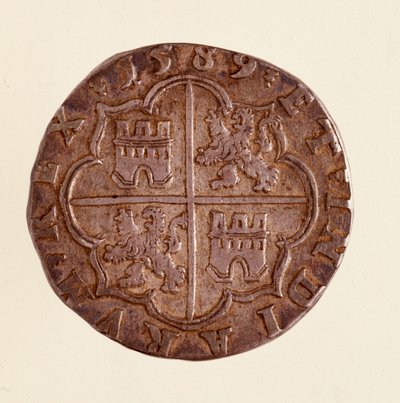 Hopeakolikko (8 realia) Espanjasta: Philip (Filippo tai Philippe) II:n hallituskausi (1556-1598). 1589 Halk. 3,5 cm Napoli, museo archeologico tekijältä Spanish School