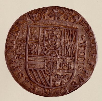 Hopeakolikko (8 realia) Espanjasta: Philip (Filippo tai Philippe) II:n hallituskausi (1556-1598). 1589 Halk. 3,5 cm Napoli, museo archeologico tekijältä Spanish School