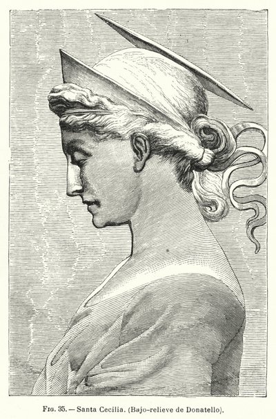 St Cecilia, Donatellon bareljeef (litho) tekijältä Spanish School