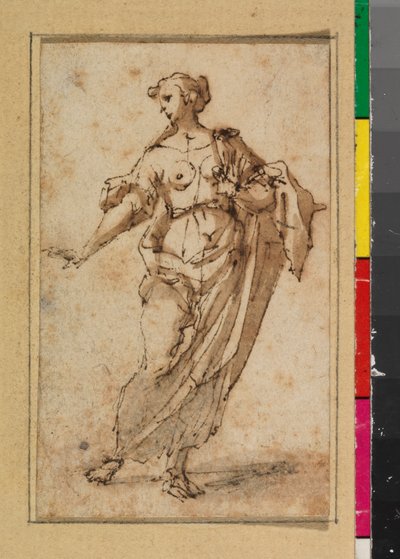 Seisova naishahmo, 1675-99 tekijältä Spanish School