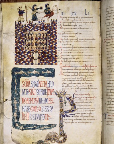 Hispalensen II kirkolliskokous vuonna 619, sivu Glosas Emilianensesista, 992-994 (valaistu käsikirjoitus) tekijältä Spanish School