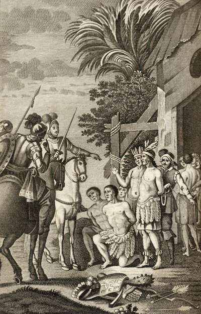 Espanjan Chilen valloitus, Alonso de Ercilla, "La Araucana", julkaistu Barcelona, 1827 (kaiverrus) tekijältä Spanish School
