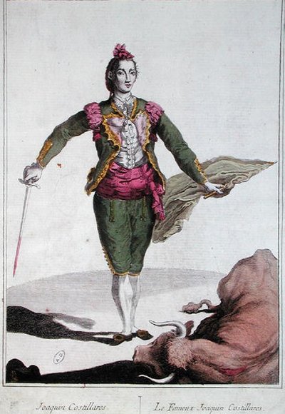 Joaquin Rodriguez "Costillares" (1748-1800), kuuluisa Toreador (värilitografia). tekijältä Spanish School