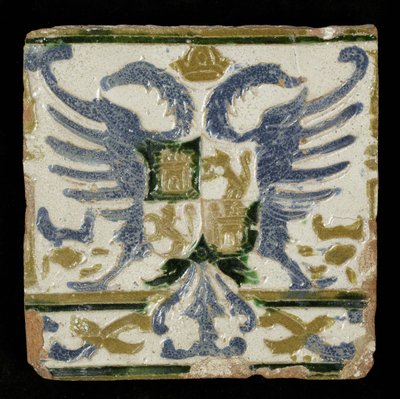 Laatta Leonin ja Kastilian käsivarsilla, 1525 (keramiikka) tekijältä Spanish School