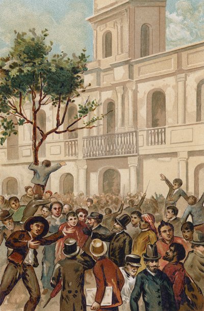 Kapina Argentiinan presidentti Juarez Celmania vastaan, Buenos Aires, 1890 tekijältä Spanish School