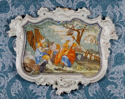 Seinälaatta, Alcora Ceramic Factory, n. 1750 (tinalasitettu keramiikka) tekijältä Spanish School