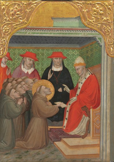 Pyhä Franciscus paavin edessä Fransiskaanisen säännön hyväksyminen, 13901400. tekijältä Spinello Aretino