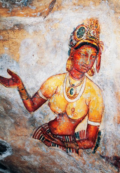 Maidens of Sigiriya, fresko, Sigiriyan arkeologinen kohde (Unescon maailmanperintöluettelo tekijältä Sri Lankan School