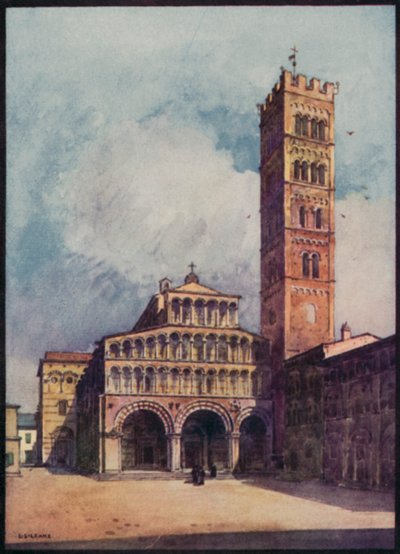 Italian katedraalit: Luccan katedraali (väri litho) tekijältä Stafford Leake