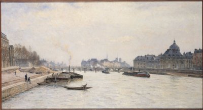 Pont des Arts, näkymä Pont Royalilta, n. 1884 (öljy) tekijältä Stanislas Victor Edouard Lepine