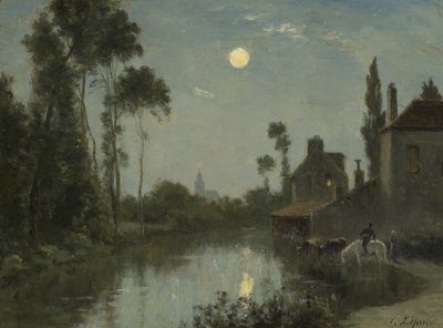 Moonlit River, noin 1866-70 tekijältä Stanislas Victor Edouard Lepine