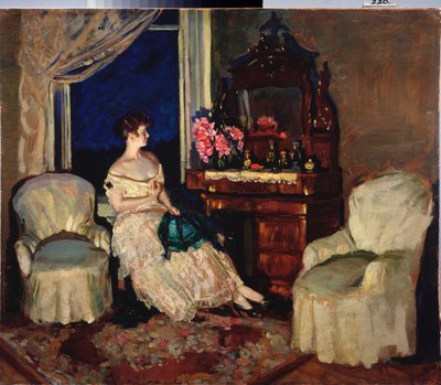 Huoneessa - Stanislav Julianovich Zhukovsky (Zhukovsky) (1873-1944) maalaus, öljy kankaalle tekijältä Stanislav Joulianovitch Joukovski