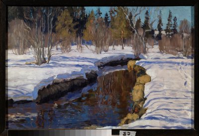 Talvi. Stanislav Julianovich Zhukovsky (Žukovski) (1873-1944) maalaus, öljy kankaalle tekijältä Stanislav Joulianovitch Joukovski