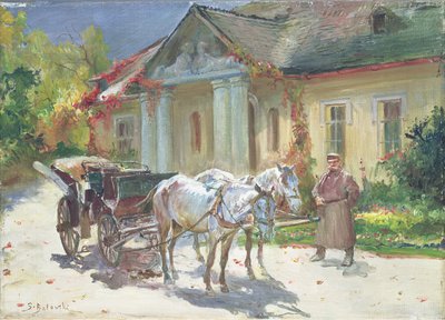 Puolalaisen kartanon edessä, n. 1930 (öljy kankaalle) tekijältä Stanislaw Kaczor Batowski