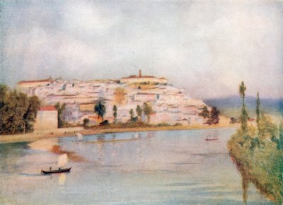 Coimbra ja Mondego-joki (värilitografia) tekijältä Stanley Inchbold