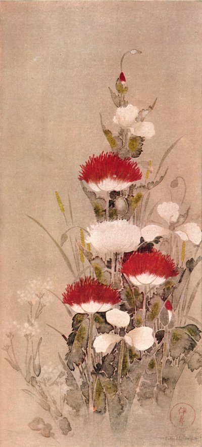 "Unikot, vehnä ja Natane Flowers", 1600-luku tekijältä Sôtatsu