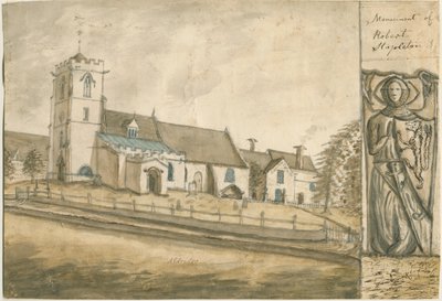 Aldridge Church: akvarellimaalaus, nd [1762-1802] (maalaus) tekijältä Stebbing Shaw