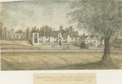 Blithfield Hall: akvarellimaalaus, nd [1700-luku] tekijältä Stebbing Shaw