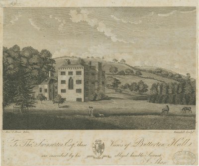 Butterton Hall: kaiverrus ja [1700-luku] tekijältä Stebbing Shaw
