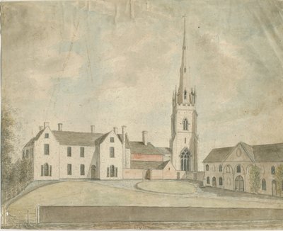 Clifton Campville Church: akvarellimaalaus ja [c 1790] tekijältä Stebbing Shaw