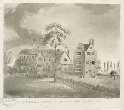 Dunstall Hall: akvatintakaiverrus, nd [1762-1802] (painettu) tekijältä Stebbing Shaw