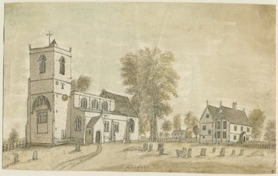 Hanburyn kirkko: akvarellimaalaus, 1791 tekijältä Stebbing Shaw