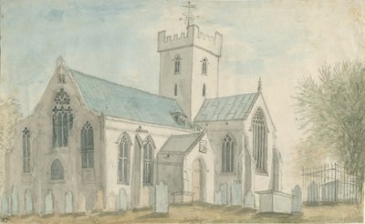 Leigh Church: akvarellimaalaus ja [c 1795] tekijältä Stebbing Shaw